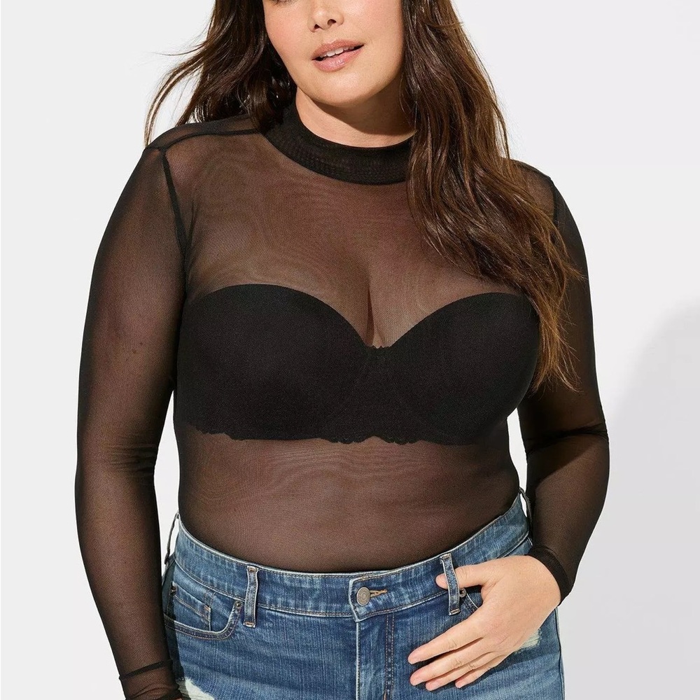 Torrid Mesh Mock Neck Long Sleeve Top 4X